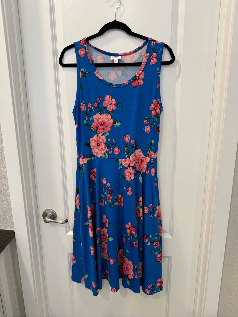 Lularoe Floral Sleeveless Dress with Pink Roses